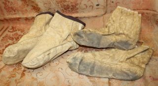 Antique Vintage Native Alaskan Eskimo Leather Hide Fur Skin Boots Slippers 2