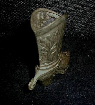 Vintage Miniature Cowboy Boot Metal brass Copper - color Toothpick Match Holder 2