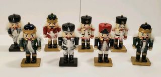 Christmas Wood Wooden Nutcracker Place Card Holder Open Close Mouth Set Of 8