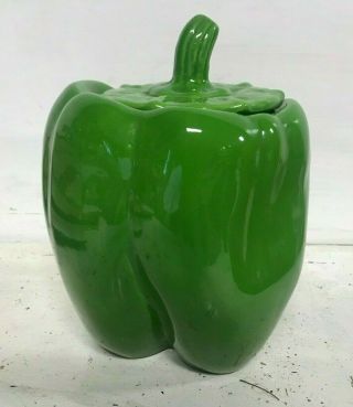 Vintage Doranne Of California Green Bell Pepper Cookie Jar
