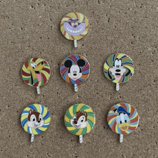 Disney World Lollipop Pins Set Of 7 Mystery Tin Limited Release / Edition 2008