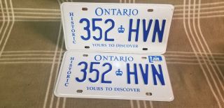 Ontario Matched Pair Historic Vehicle License Plates