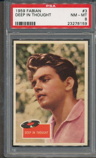 1959 Topps Fabian 3 Deep In Thought Psa Nm - Mt 8 8159