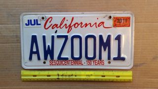 License Plate,  California,  Gr8 Vanity: Aw Zoom 1,  Awe Zoom (fast Car),  Awesome