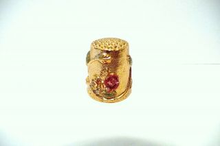 Thimble Gold - Plated Pewter W/pink Enamel Roses In Hi - Relief Beauty
