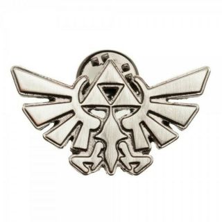 Nintendo Legend Of Zelda Triforce Logo Silver Metal Lapel Pin Badge Charm Button