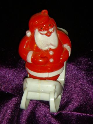 Vintage Christmas Santa Sleigh Hard Plastic Candy Container Ornament 50s Irwin