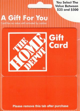$25.  00 Home Depot Gift Card