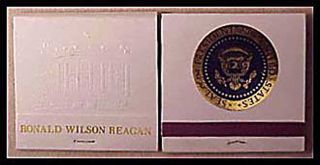 1980s President Ronald Reagan White House 30s Full Match Book - Embossed