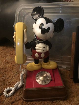 Vintage 1976 Disney Mickey Mouse Gold Rotary Phone