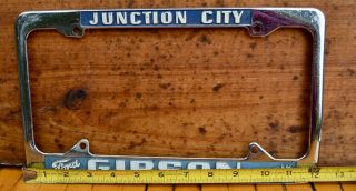 VTG 60s Em Dealer Metal License Plate Frame Gibson Ford Mercury Junction City Or 2