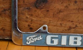 VTG 60s Em Dealer Metal License Plate Frame Gibson Ford Mercury Junction City Or 4