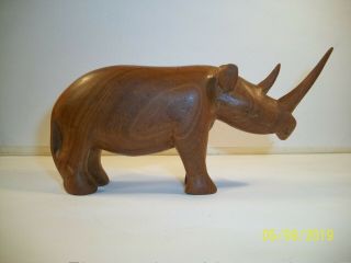 Vintinge: African Hand Carved Solid Wood Rhino/rhinoceros 5 " Long X 3 1/2 " Tall