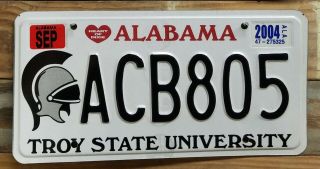 Alabama 2004 Troy State University Metal License Plate/tag - Acb805 Embossed