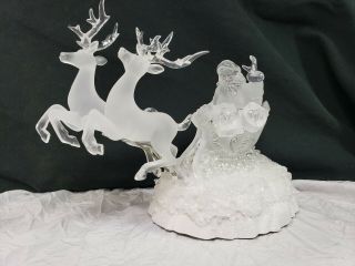 Heritage Holiday Ice Sculptures Santa W/ Sleigh Reindeer Northern Lights