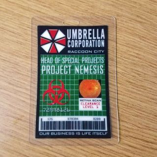 Resident Evil Id Badge - Umbrella Corp.  Project Nemesis Head Of Special Projects B