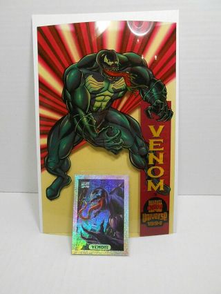 1994 Marvel Universe Venom Jumbo Card By Stan Lee 2 - Sided,  Masterpiece Holofoil