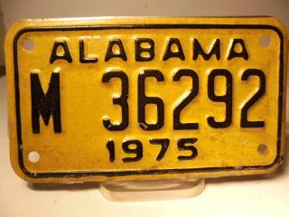 1975 Alabama Motorcycle License Plate Yellowjacket Yellow & Black Nos