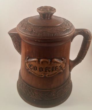 Vintage Treasure Craft Coffee Pot Cookie Jar Rare Brown