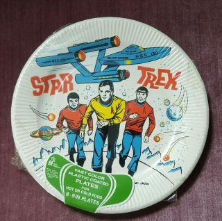 Vintage 1976 Star Trek 9 " Paper Plates 8 Total In Package