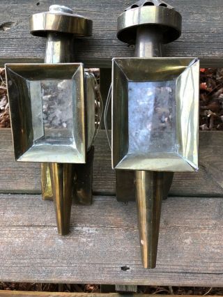 2 Antique Brass Coach Carriage Auto BUGGY LAMP LIGHTS - A PAIR 6