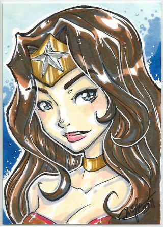 Wonder Woman Psc/aceo Sketch Card By Sherilyn Encaro Dc Comics