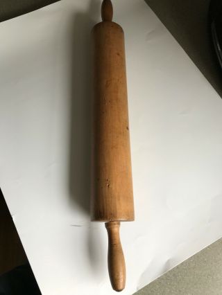 Vintage Large Heavy Wooden Rolling Pin.  27 " Long.
