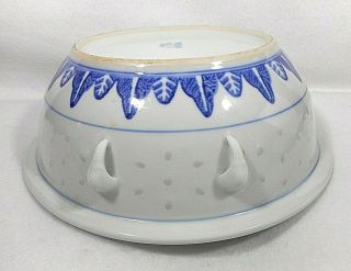 Chinese Vintage Blue & White Lotus Rice Pattern Large Covered Serving Bowl 4
