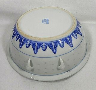 Chinese Vintage Blue & White Lotus Rice Pattern Large Covered Serving Bowl 5