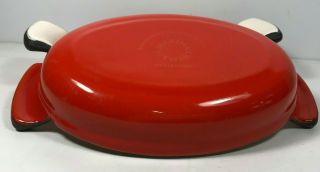 Martha Stewart Macy ' s The Cellar Red Enamel Cast Iron Au Gratin Pan Dish Red 2