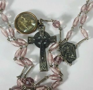 Antique Vintage Rosary Glass Beads 24 " (r816)