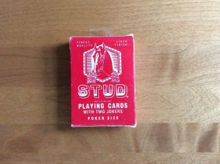 Vtg Stud Playing Cards W/ Two Jokers Poker Size