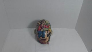 Vintage Paper Mache Easter Egg Candy Container Germany Pipe Smoking Bunny Rabbit