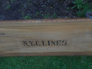 Antique N.  Y.  C.  LINES sign Railroad Stretcher,  Gold Medal Folding Furniture Co.  VTG 2