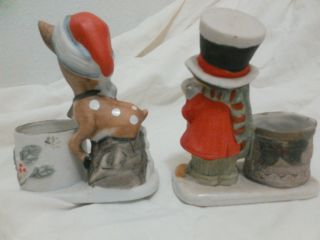 JASCO - 2 HAND PAINTED PORCELAIN CHRISTMAS LUVKINS CANDLE/VOTIVE HOLDERS 3