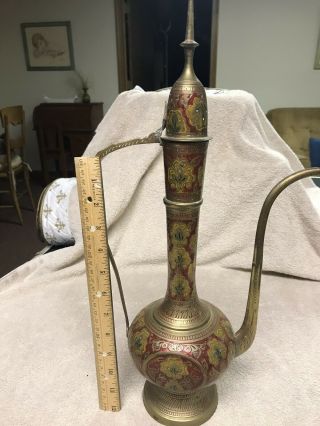 Vintage Tall Arabic Turkish Persian Brass Dallah Coffee/tea Pot.  21 Inches Tall