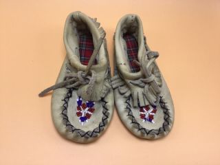 Vintage Child’s Leather Beaded Moccasins