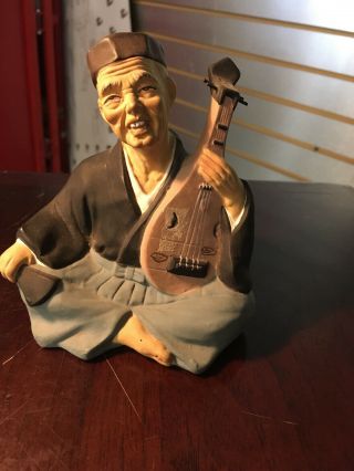 Vintage Japanese Hakata Figure With Musical Instrument Traditional Dress