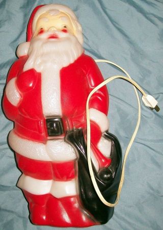 Vintage Blow Mold Santa With Black Bag Light 14 " Empire Plastics Corp 1968