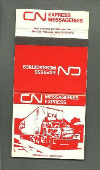 Vintage Cn Motor Express Trucking Co Freight Canada Canadian Matchbook Cover