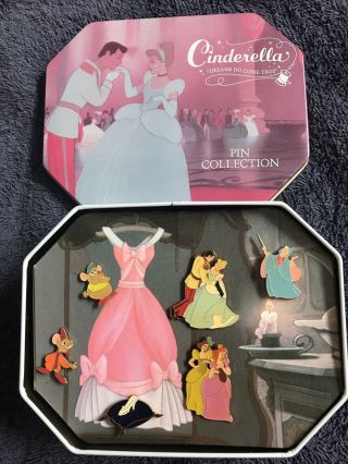 Disney Cinderella Collector Pin Set In Tin