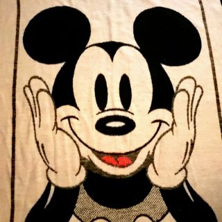 Vintage Biederlack Disney Mickey Mouse Plush Throw Blanket Made In Usa