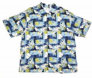 (5407) The Disney Store Mickey Mouse Hawaiian Button Up Short Sleeve Shirt L