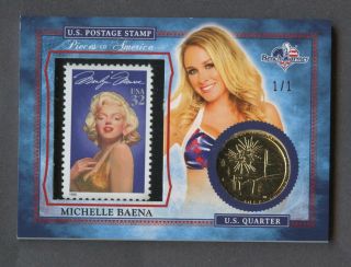 2017 Benchwarmer Red Foil Michelle Baena U.  S Postage Stamp Quarter 1/1