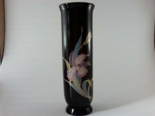 Otagiri Black Orchid Bud Vase With Gold Rim.  Very Lovely