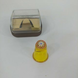 Caithness Miniture Millefiorne Paperweight Collectable Thimble Glass Rods Yellow