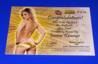 2007 Benchwarmer ' Gold ' Jessica Kramer Autographed Kiss Card 2