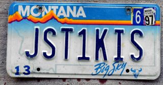 Montana Big Sky Buffalo Skull Vanity License Plate " Jst1kis " Just One Kiss
