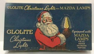 Vtg 1930s Christmas Glolite Mazda Flame Lights W/santa Claus