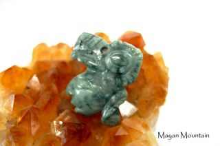 Medium Mayan Face Carving Guatemalan Jadeite Jade Eagle Warrior Pendant Maya 5
